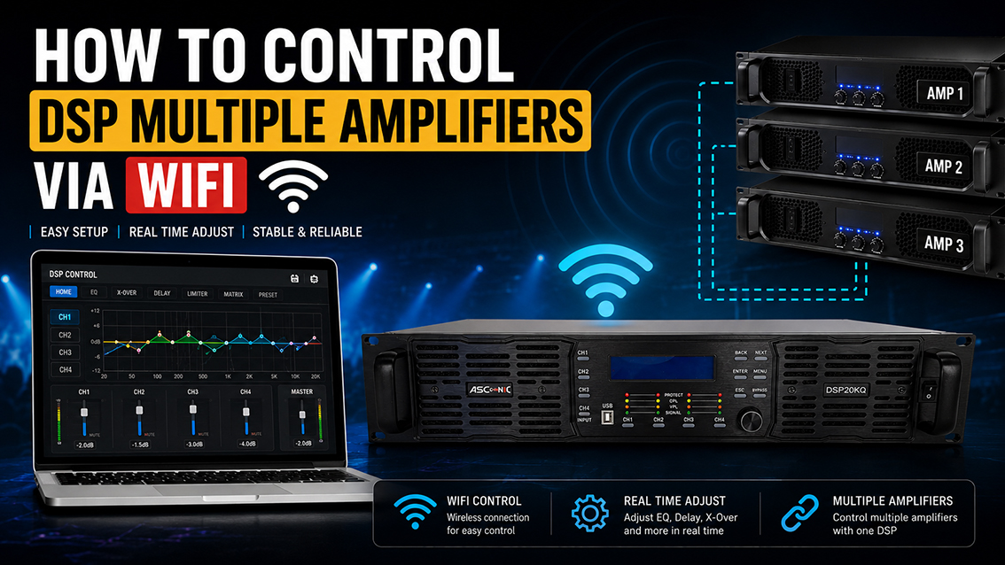 C&aacute;ch điều khiển nhiều bộ khuếch đại c&ocirc;ng suất dsp qua Wi-Fi